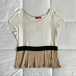 Elle Peplum Top XL Cream + Tan + Black